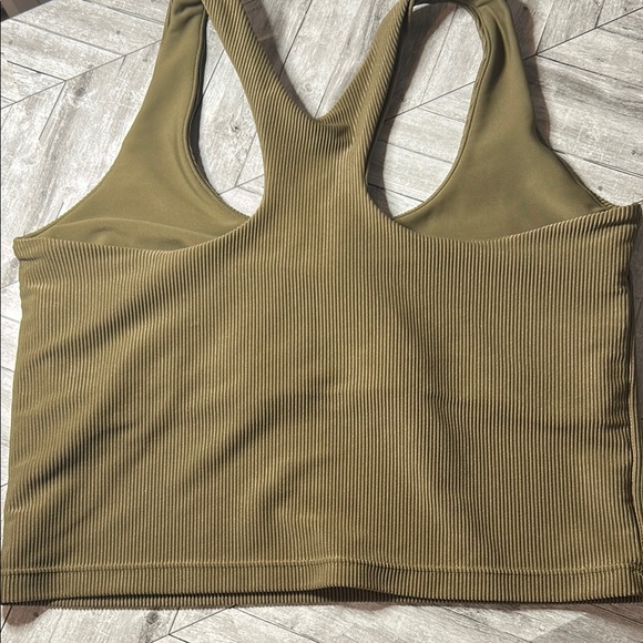 Olive Green Ribbed Tank Top - Picture 2 of 2